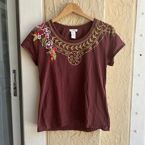 Sundance Embroidered Shirt Brown Size Large